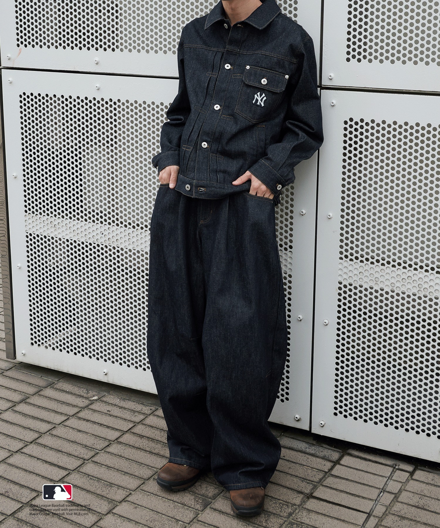 🇯🇵 Perushu X MLB 美國職棒大聯盟 立領 牛仔外套 夾克 排扣 / 預購