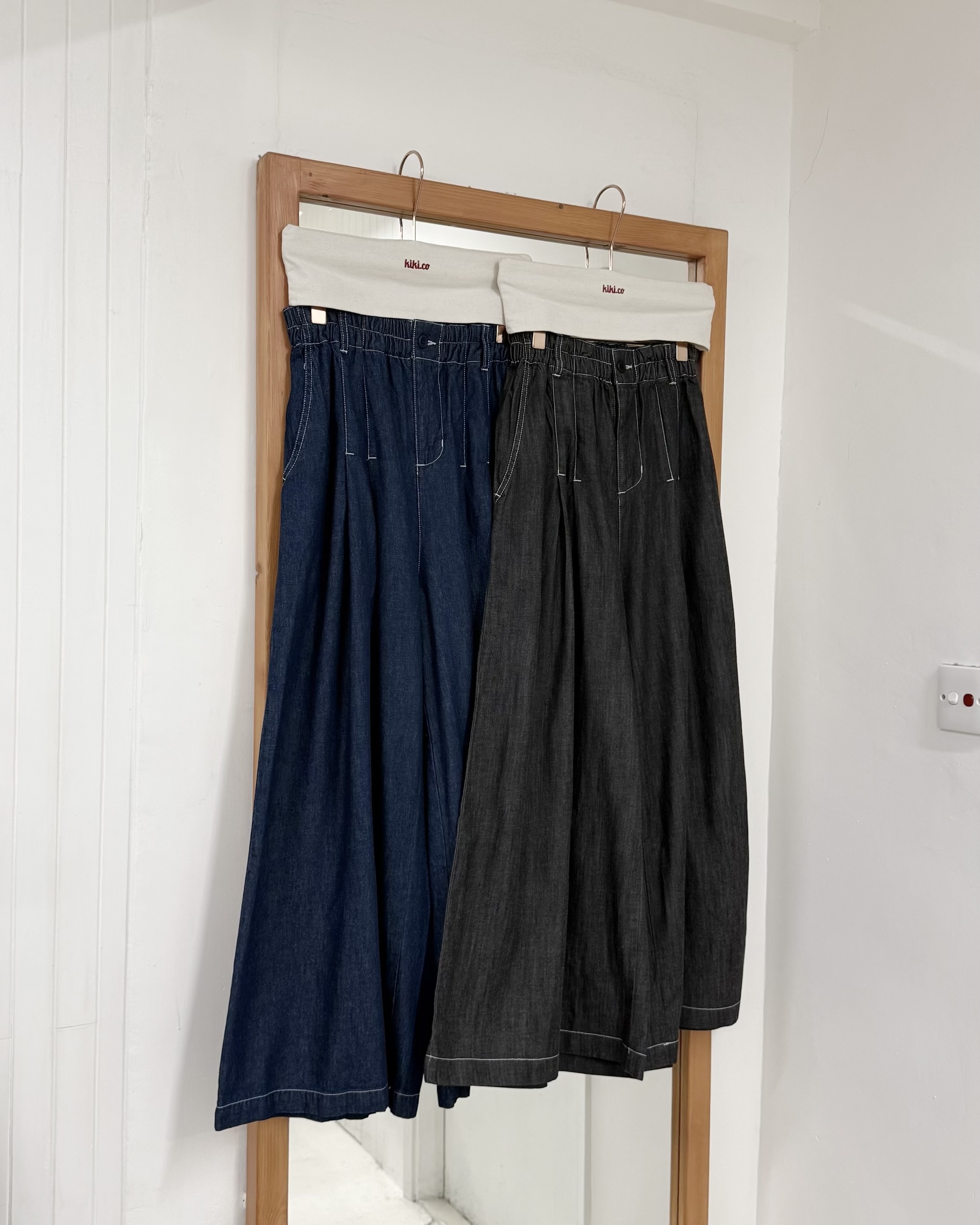 明線橡筋牛仔裙褲