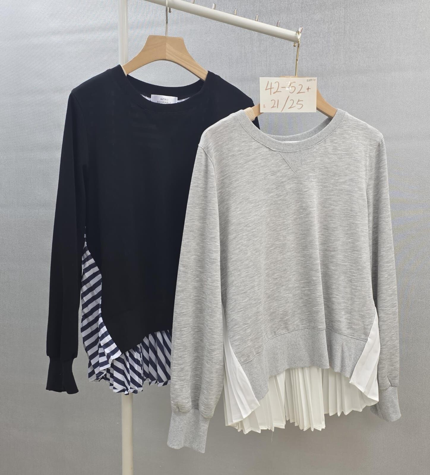 Cf1605  下恤料拼衛衣長tee  胸42-52  長21/25  共享優惠：購物滿3件每件減$20