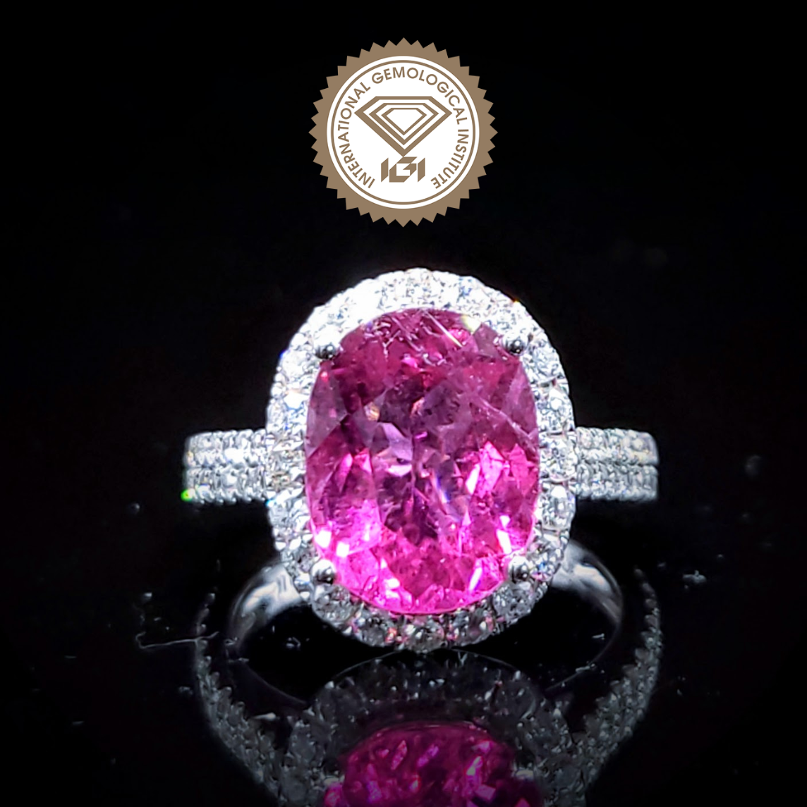 18K White Gold 3.85ct Tourmaline and Diamond Ring