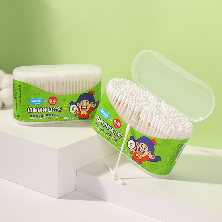 奈森克林X乖乖 紙軸棉棒組合包 粗軸+螺旋 300支【AZ102】