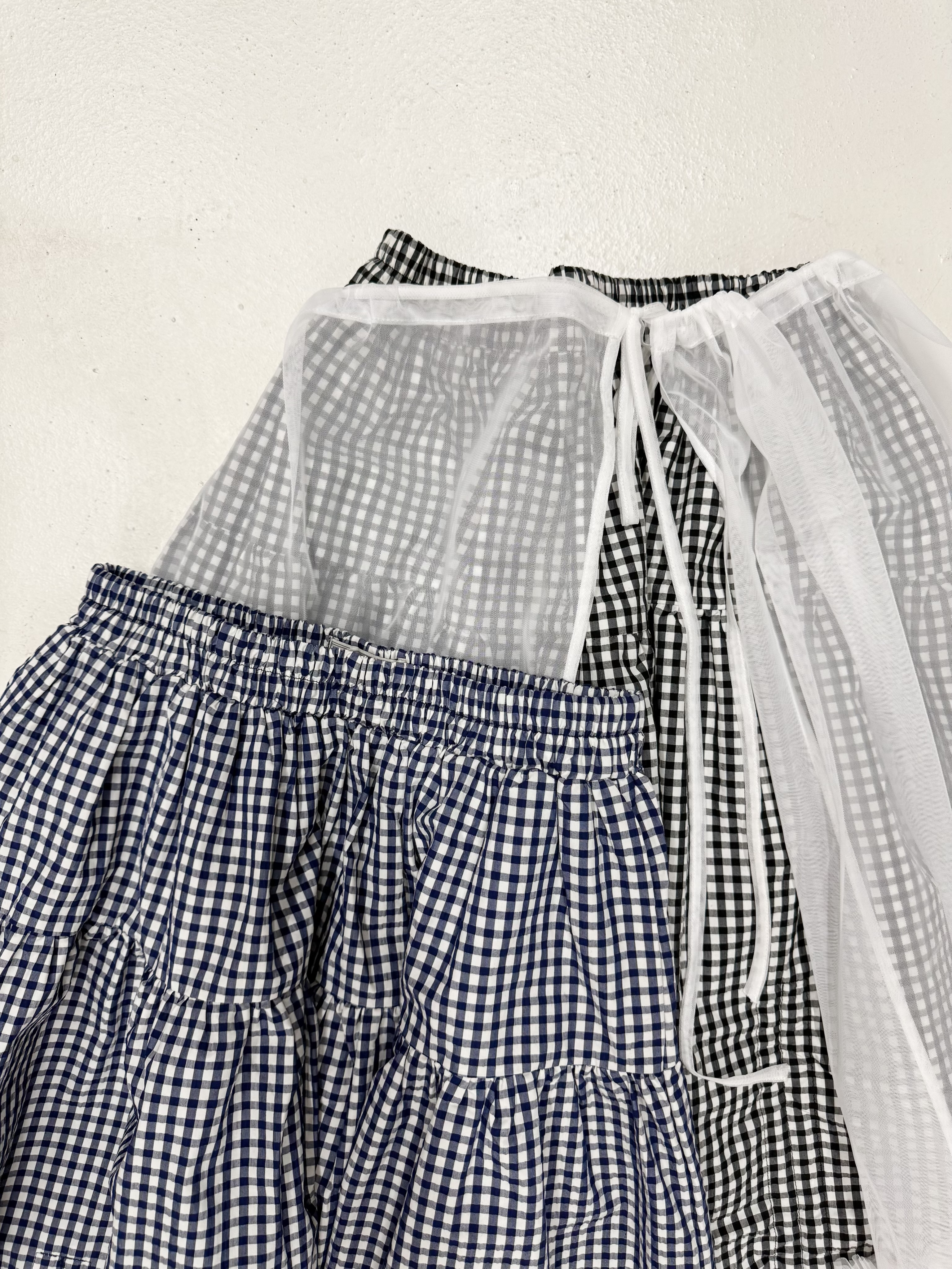 【 Kiki.co Made 】Kiki And Bouba Plaid Skirt - Blue