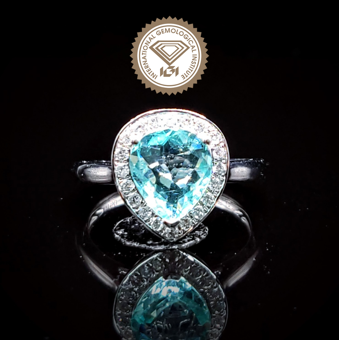 18K White Gold 1.22ct Paraiba and Diamond Ring