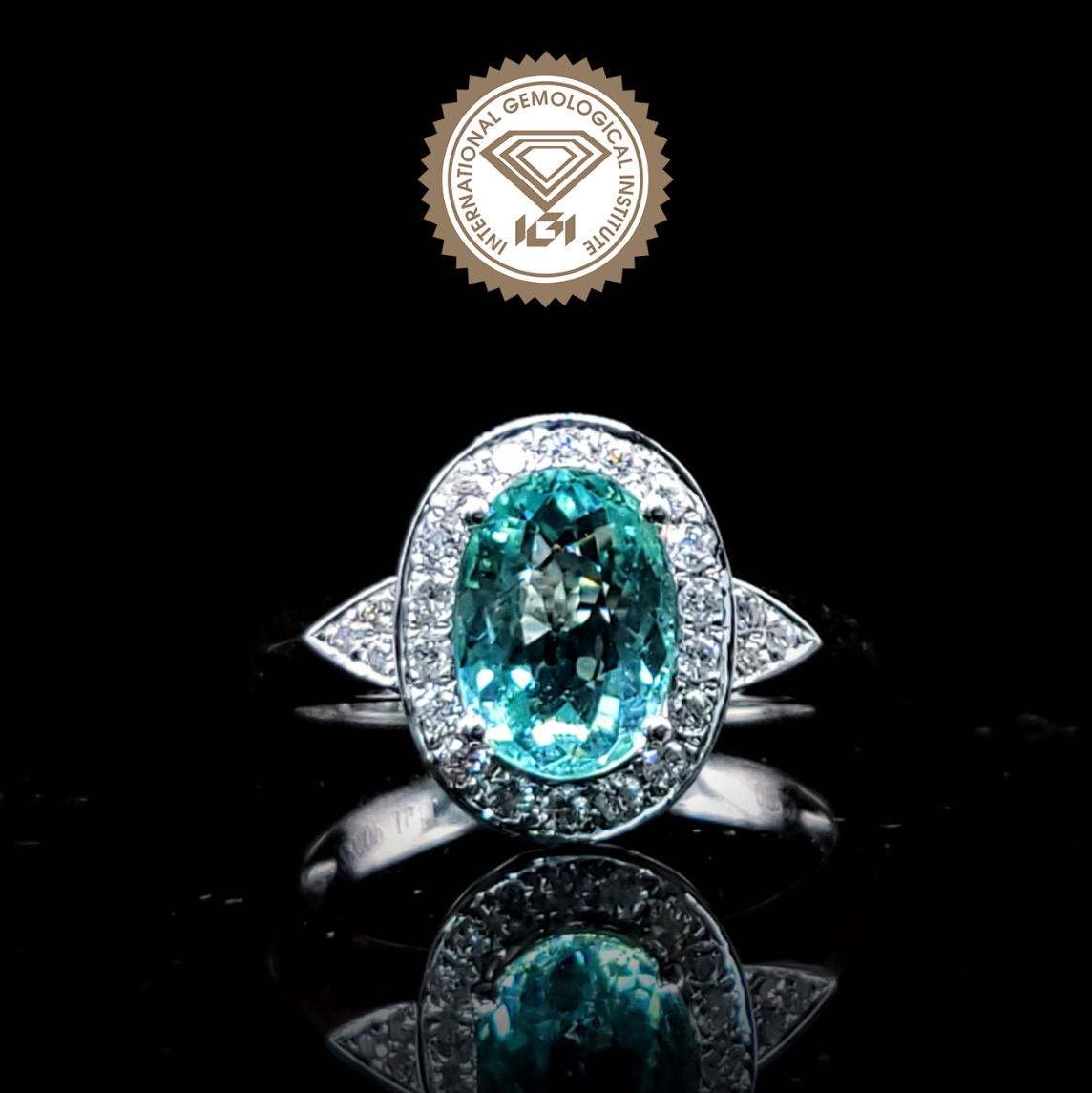 18K White Gold 1.51ct Paraiba and Diamond Ring