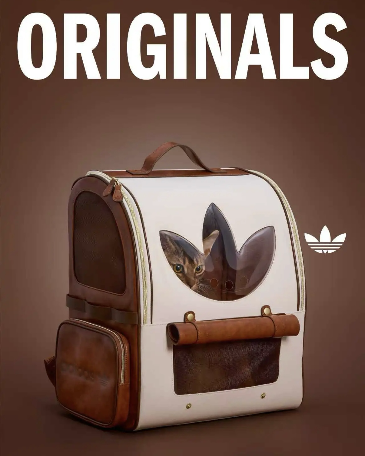 <國外限定>Adidas Originals 寵物外出包 復古皮革後背包