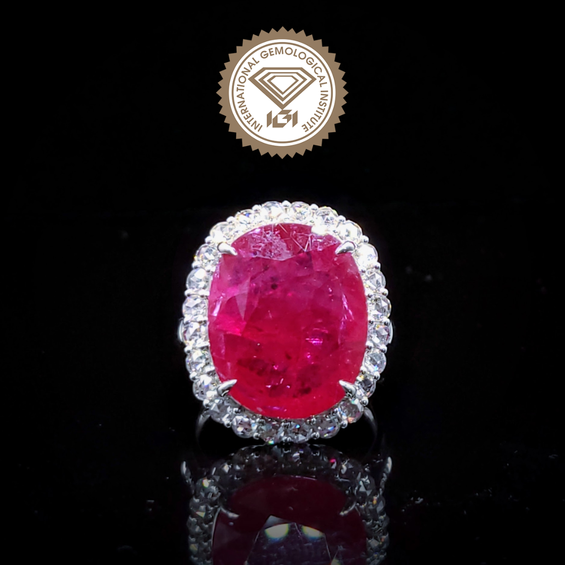 18K White Gold 11.33ct Ruby and Diamond Ring