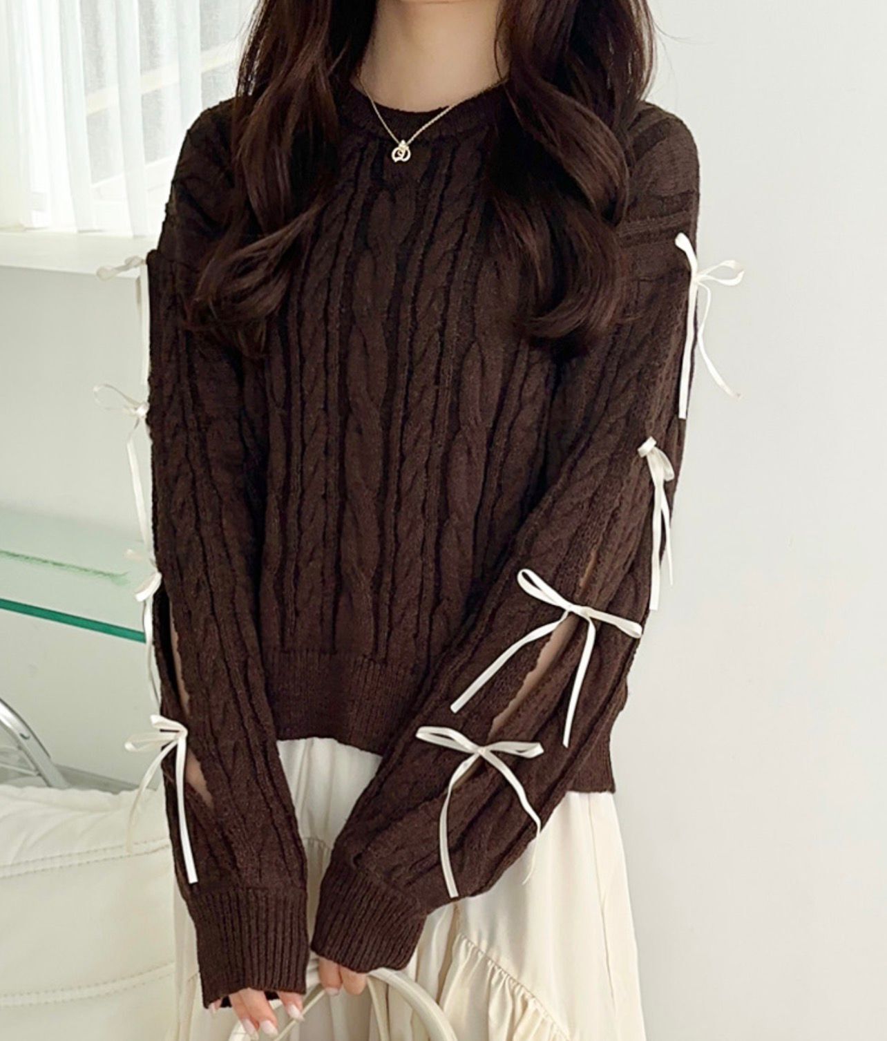 【預購】JN101716 mily bilet 蝴蝶結麻花針織上衣