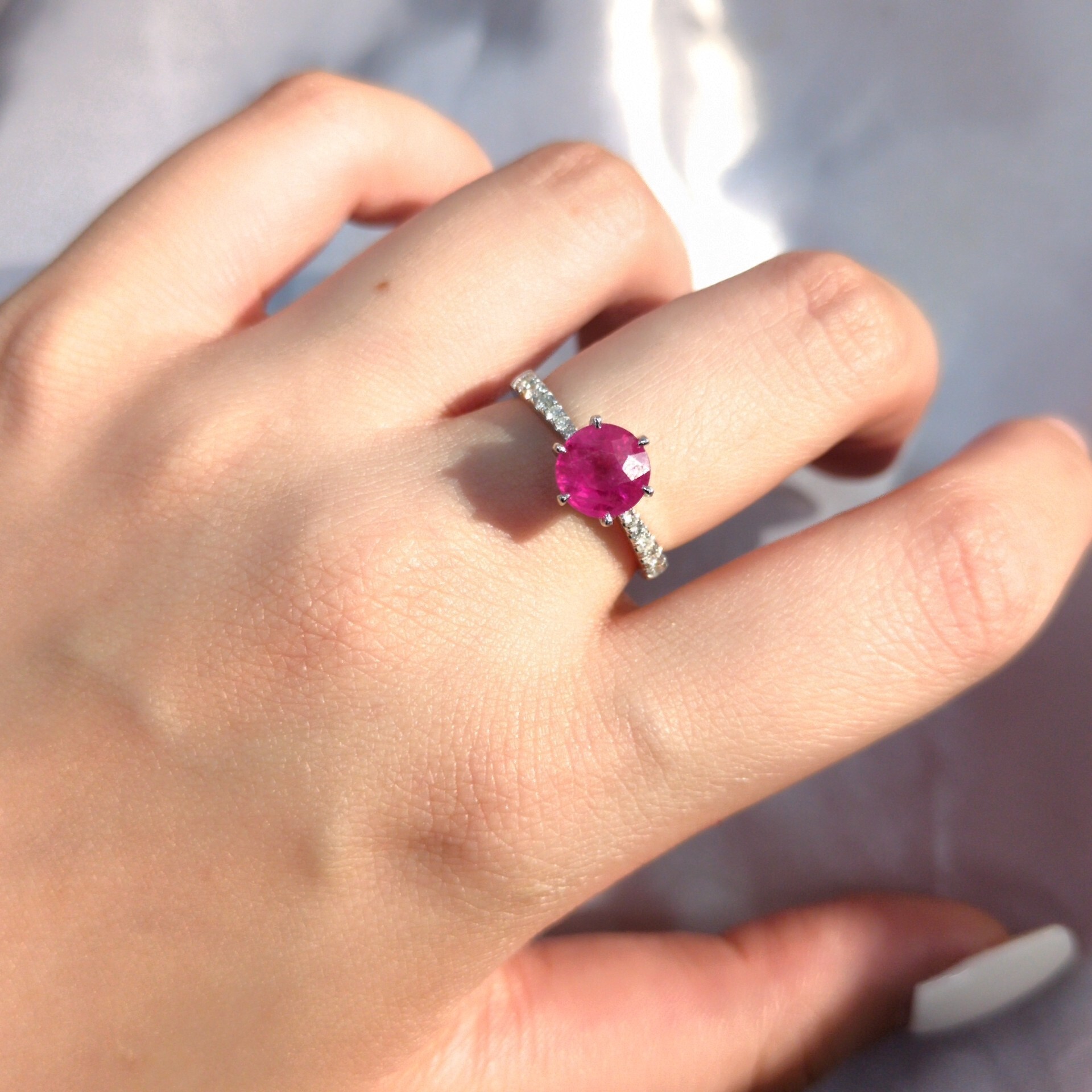 18K White Gold 1.70ct Ruby and Diamond Ring