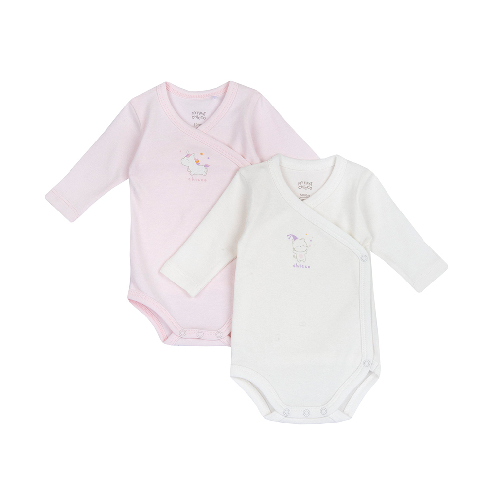 粉彩-前側開長袖連身衣二入(粉)