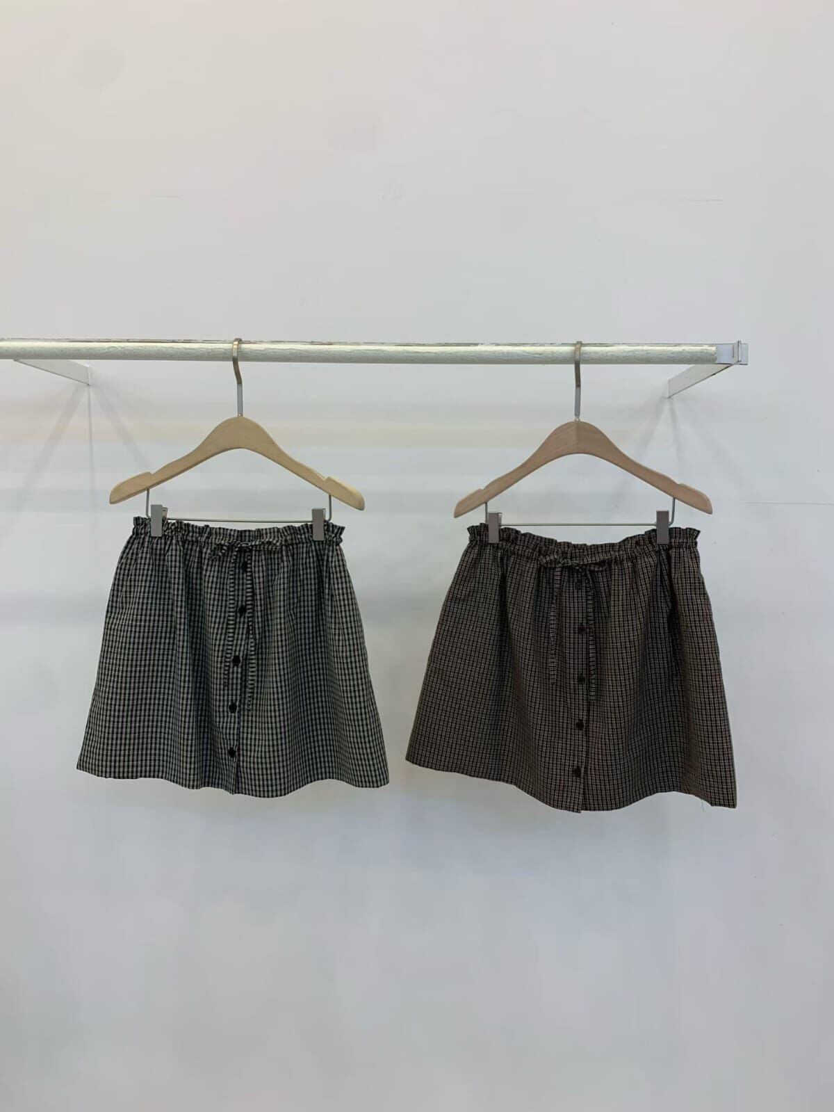 FP5108 抽繩格紋半身裙