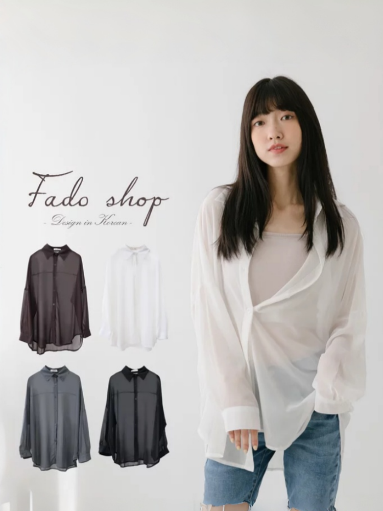 法朵Fado Shop｜2025推出新顏色! 素面落肩雪紡襯衫 332B001
