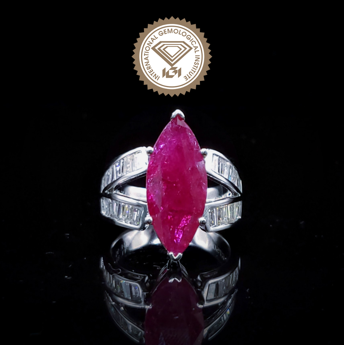 18K White Gold 4.95ct Ruby and Diamond Ring