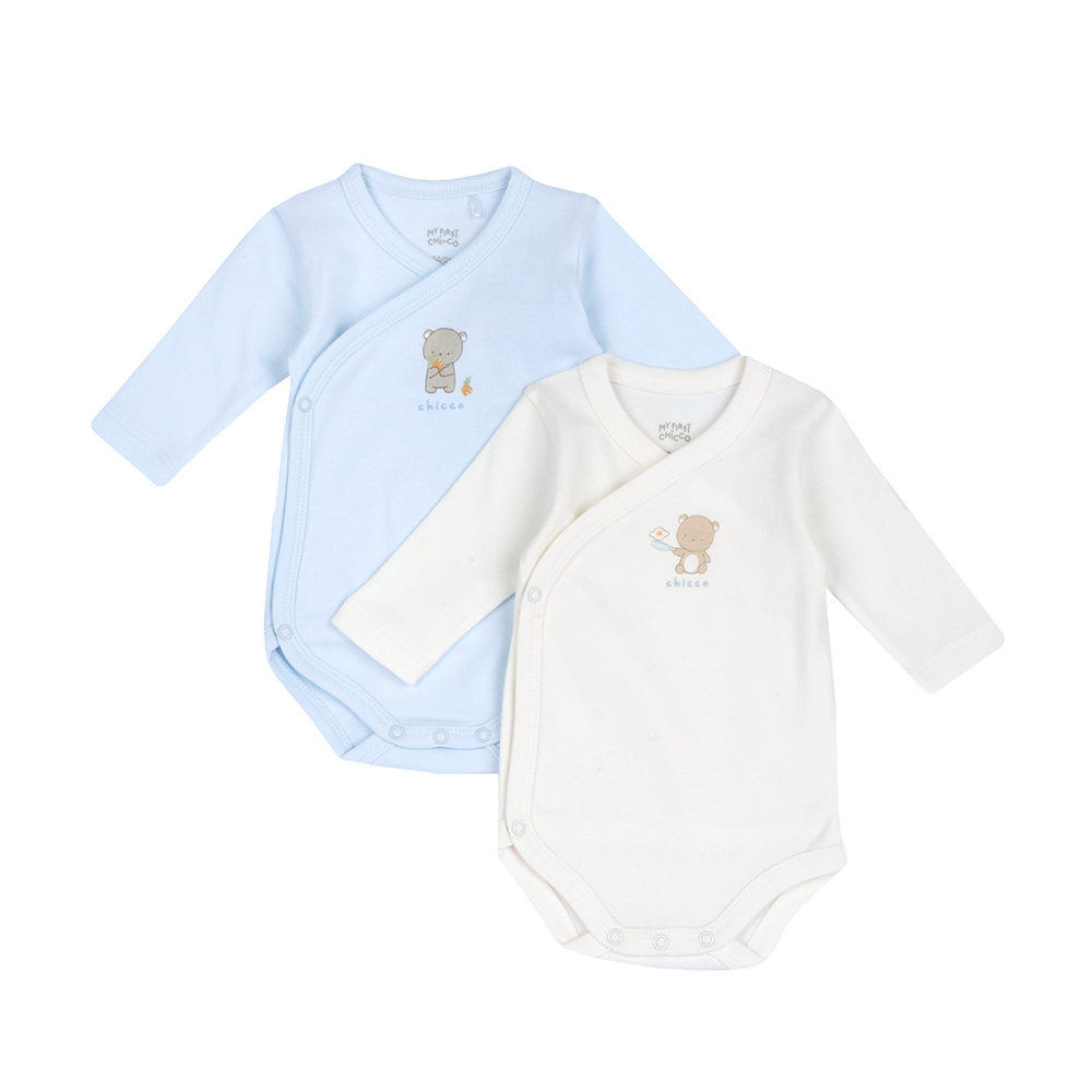 粉彩-前側開長袖連身衣二入(藍)