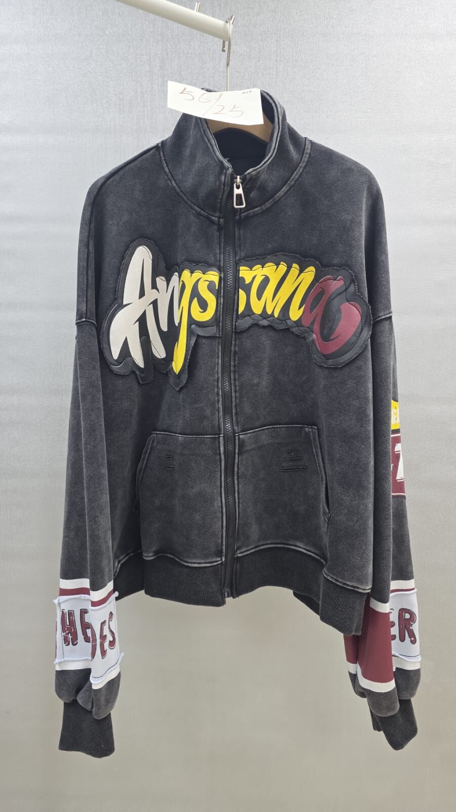 Cf1622  彩色字母什染拉鏈外套  胸56  長25   共享優惠：購物滿3件每件減$20