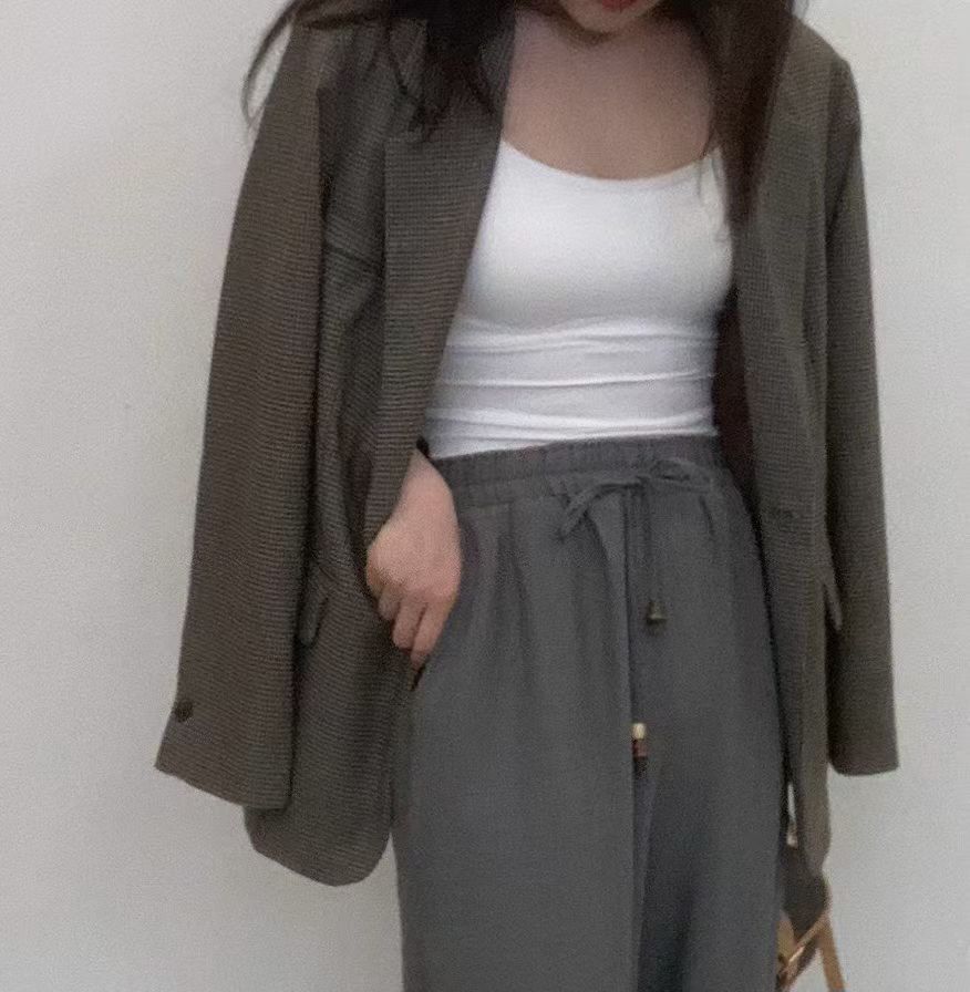 FP5111 格紋單釦西外套