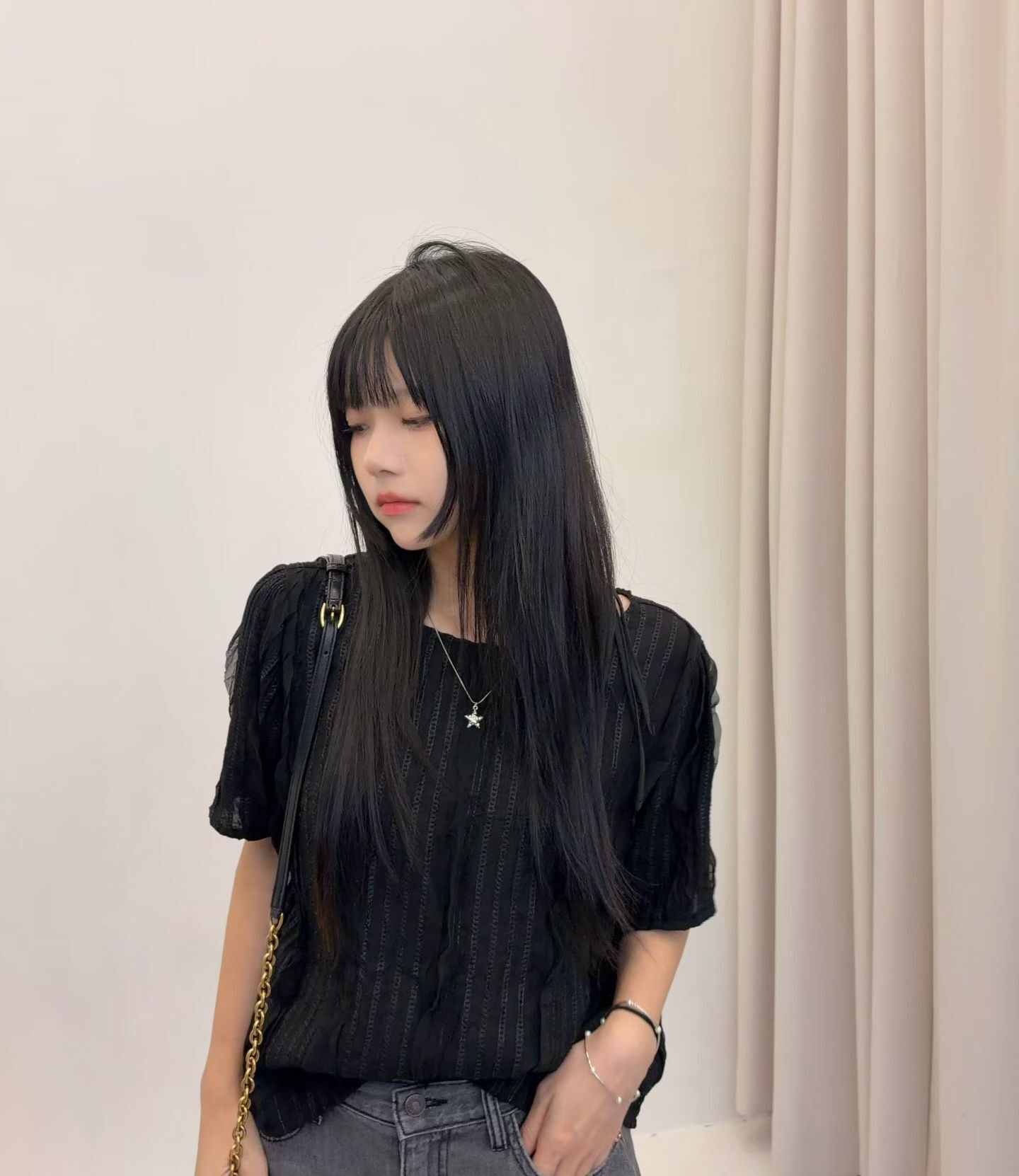 FP5112 波浪木耳暗紋上衣