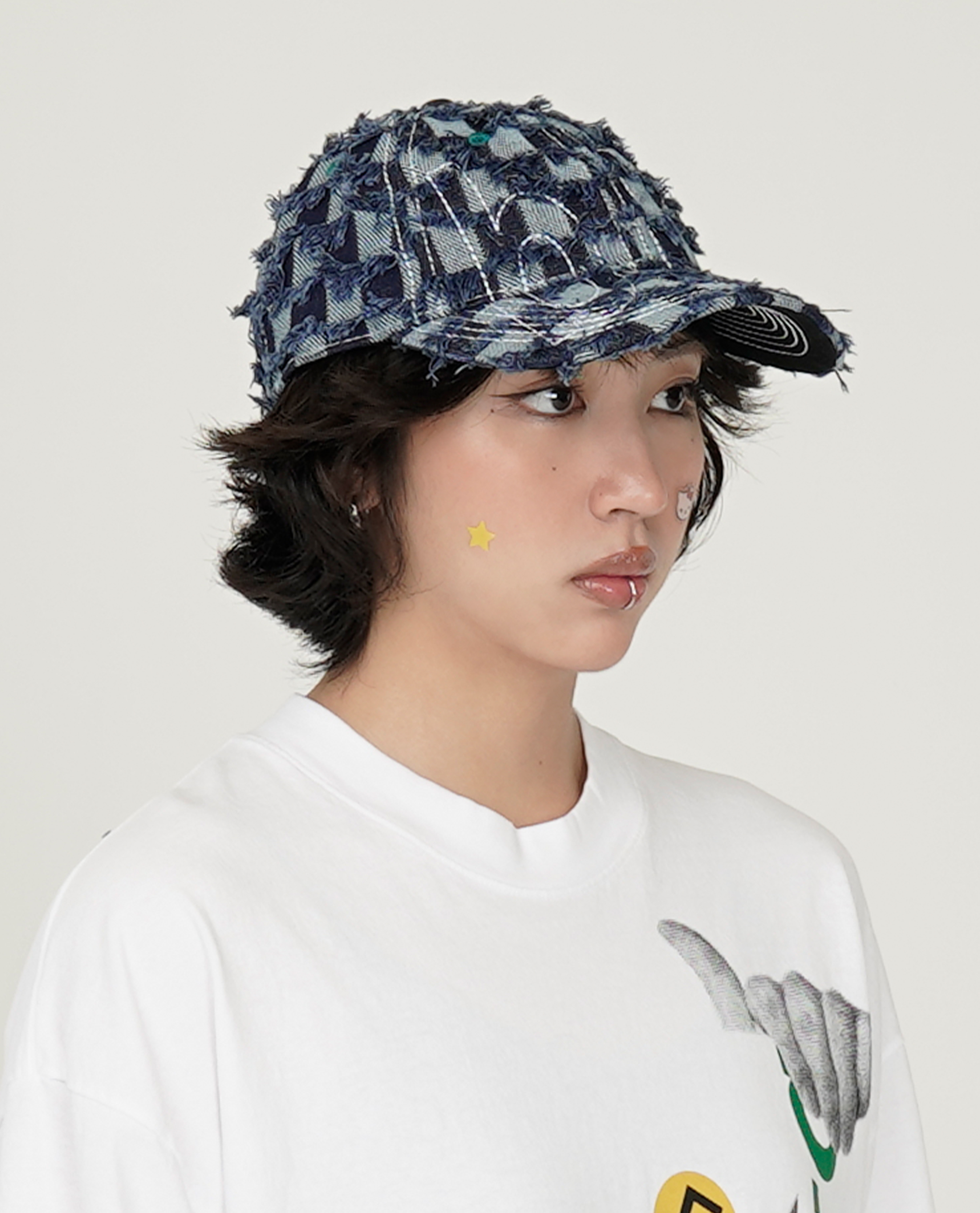 b.Eautiful Vapor 6 Panel Hat (Navy Checker Denim) - Collection*13