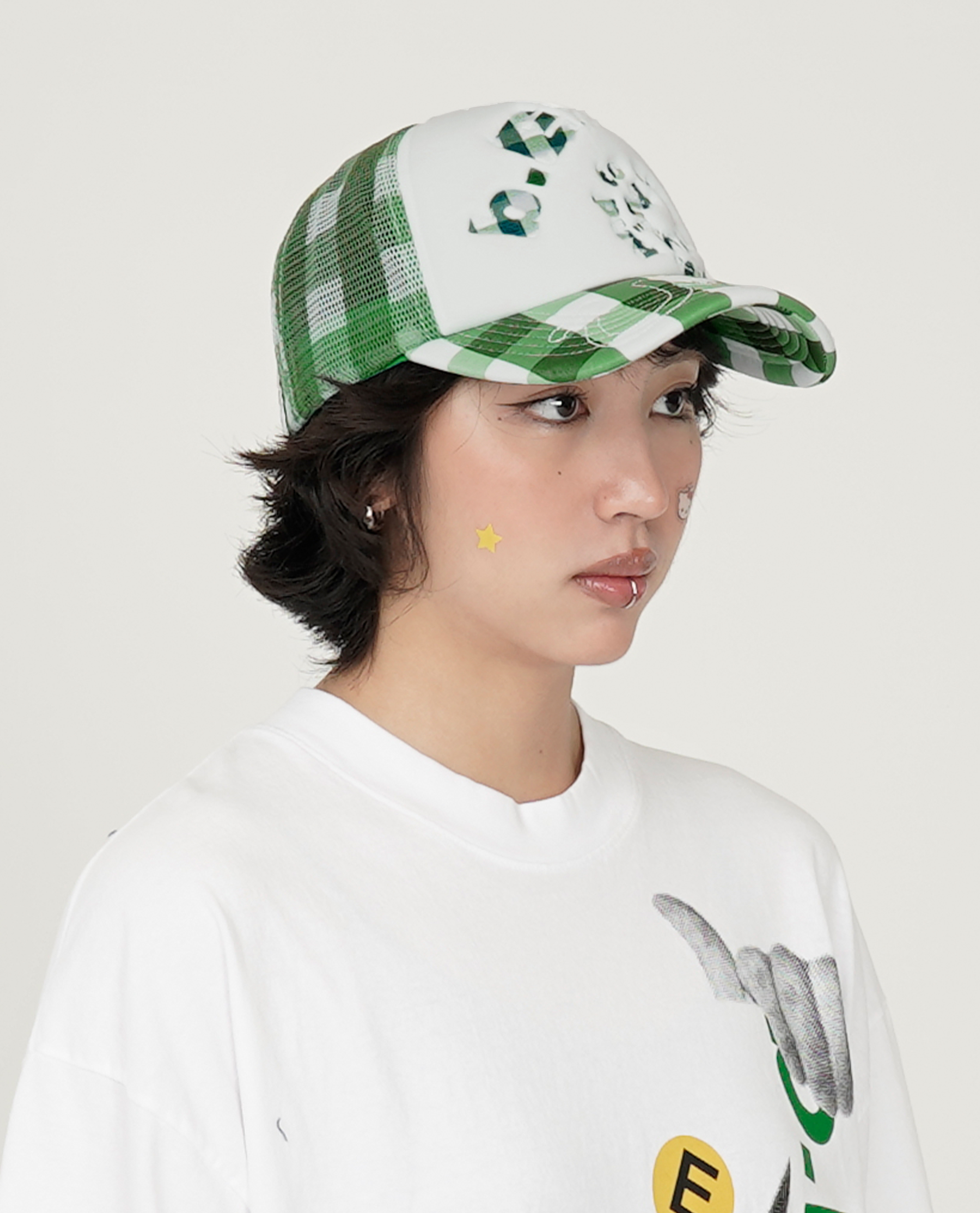 b.Eautiful b.i Foam Trucker Hat (Green Checker) - Collection*13