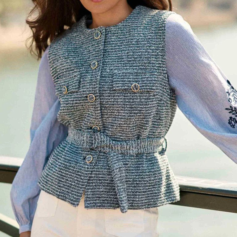 1LP1018-026 LA PETITE ETOILE Vikli Sleeveless Jacket Navy #VIKLI-V112521C8A/25-MARINE (C-EU-E)