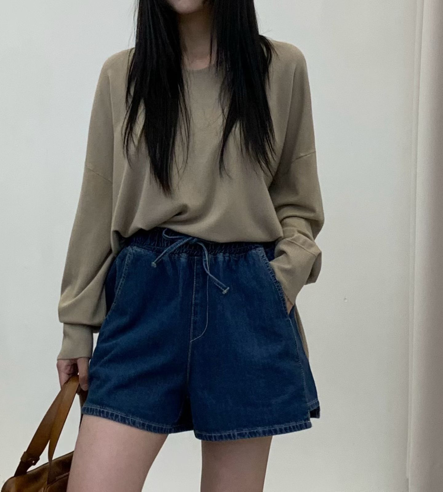 FP5113 設計感抽繩牛仔短褲