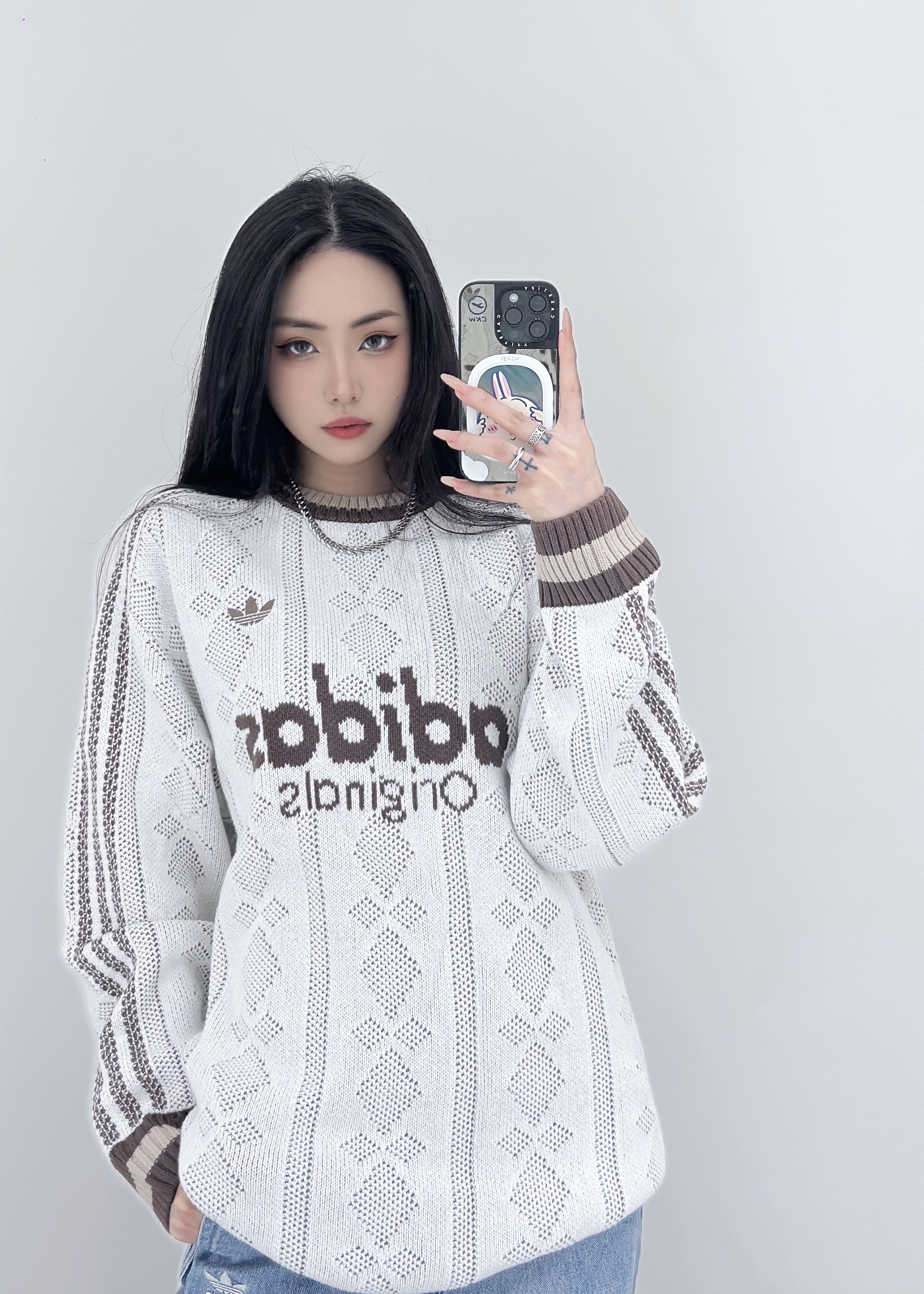 ADIDAS OG 復古感麻花針織毛衣 兩色