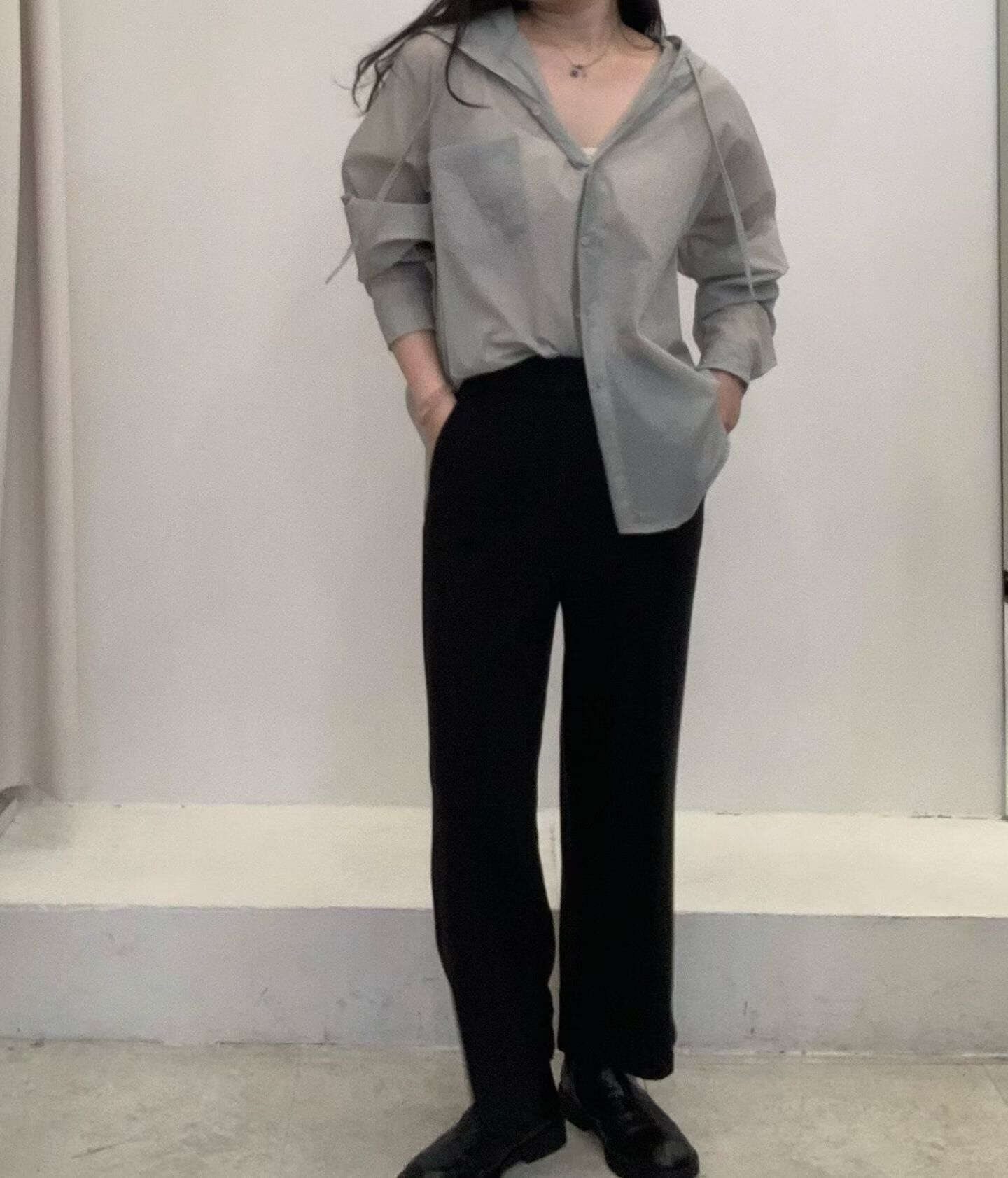 FP5117 連帽細格口袋襯衫