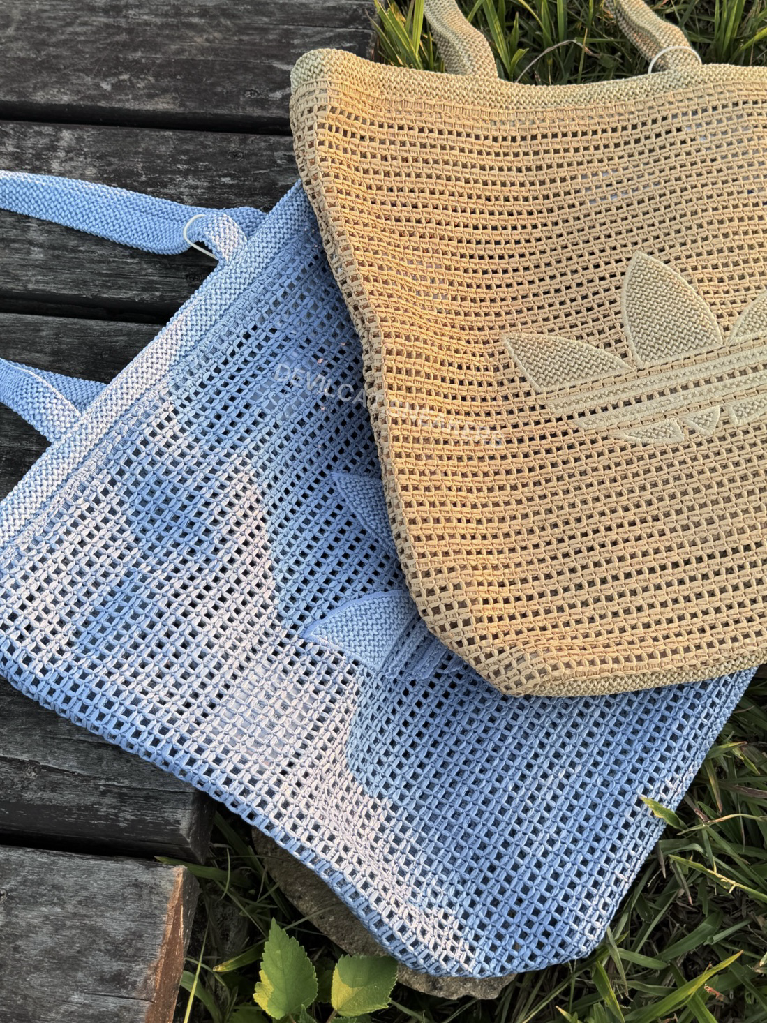 Adidas 針織包 編織包 藍色 黃色 手提 肩背