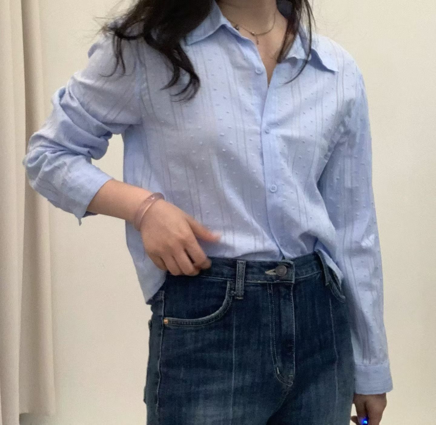 FP5120 雪花條紋開釦襯衫