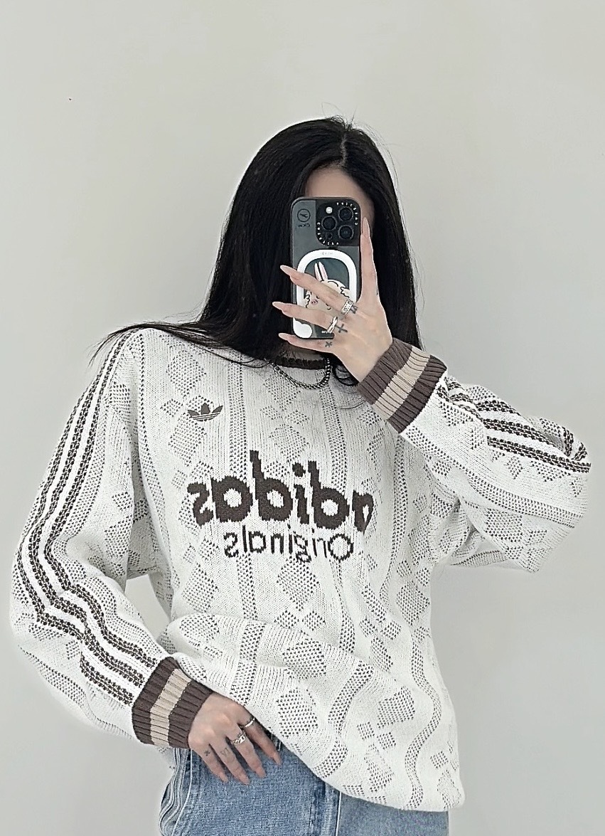 ADIDAS OG 復古感麻花針織毛衣 兩色