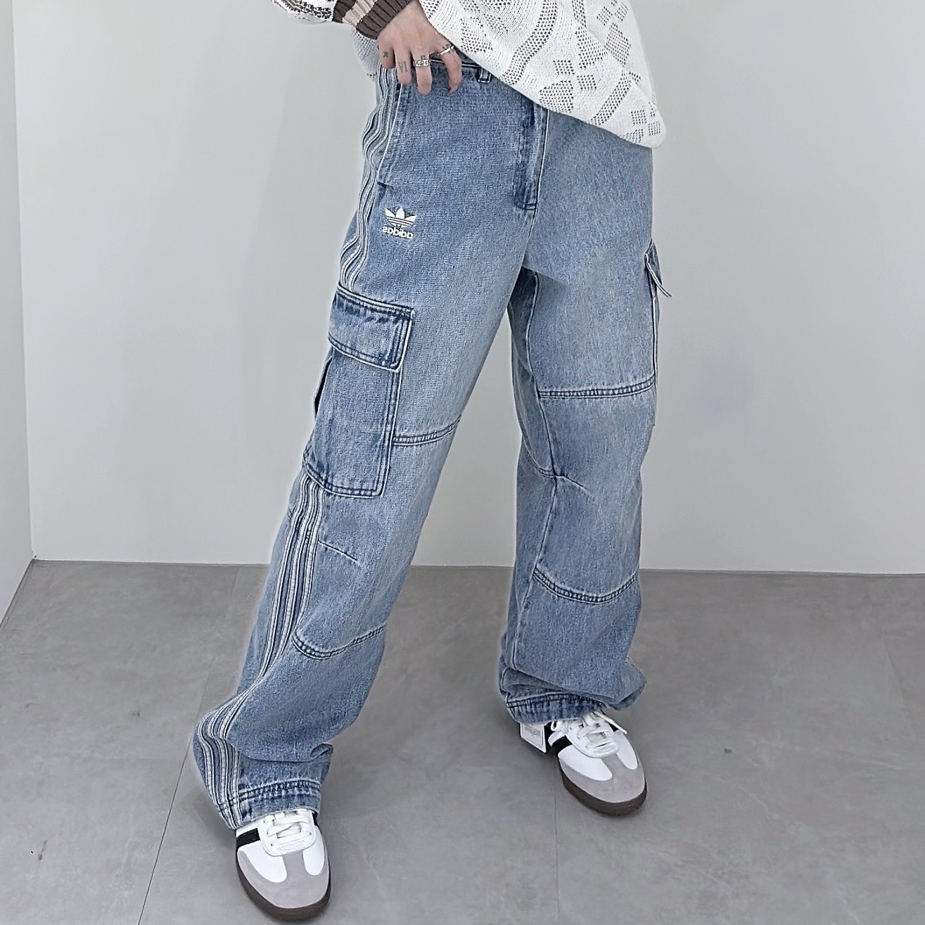 ADIDAS ORIGINALS 梭織工藝 牛仔長褲(男款)