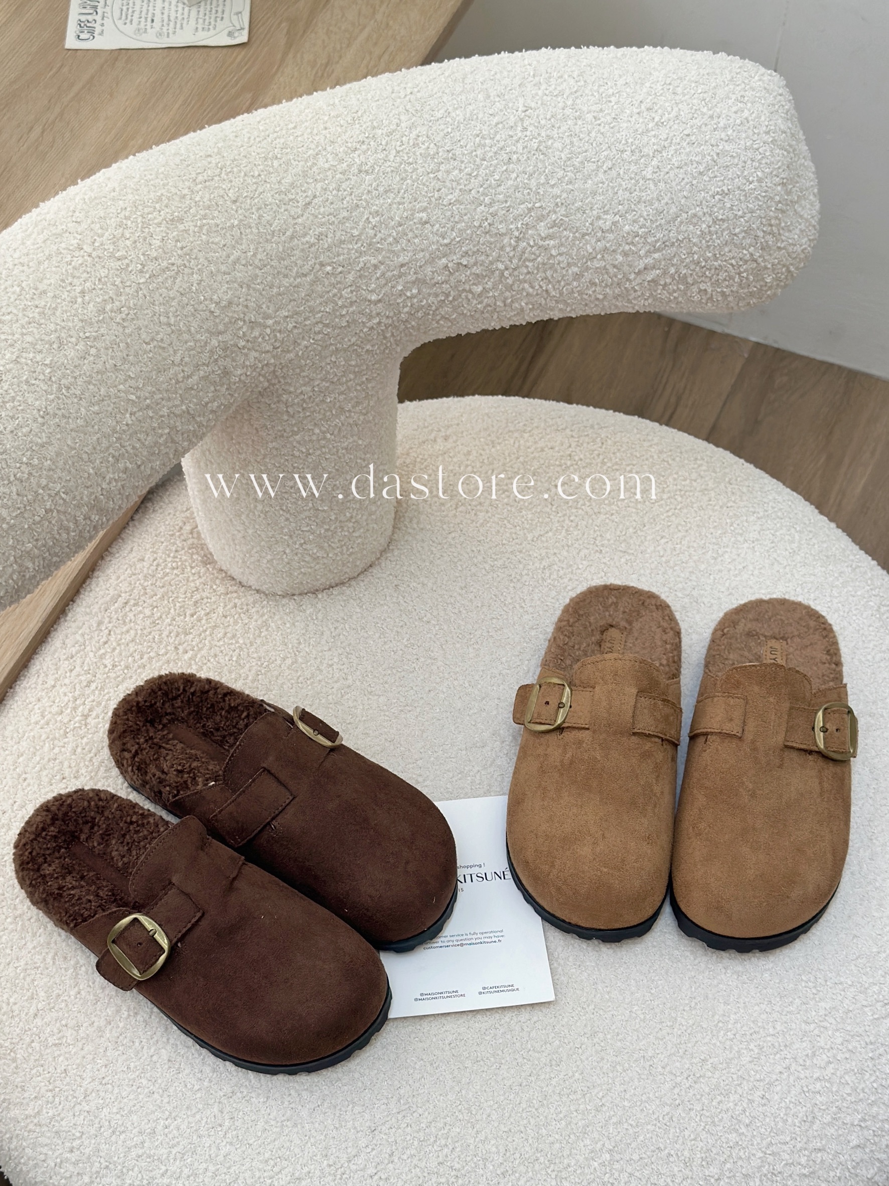 QQ羊羔毛穆勒拖鞋/三色