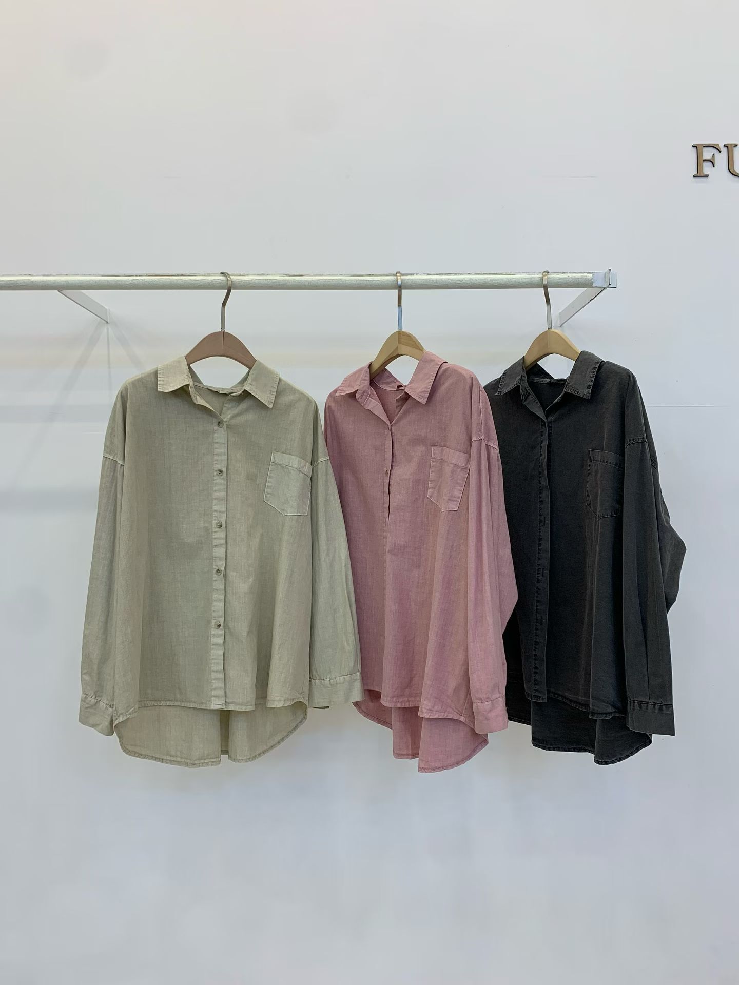 FP5127 水洗棉寬松牛仔襯衫