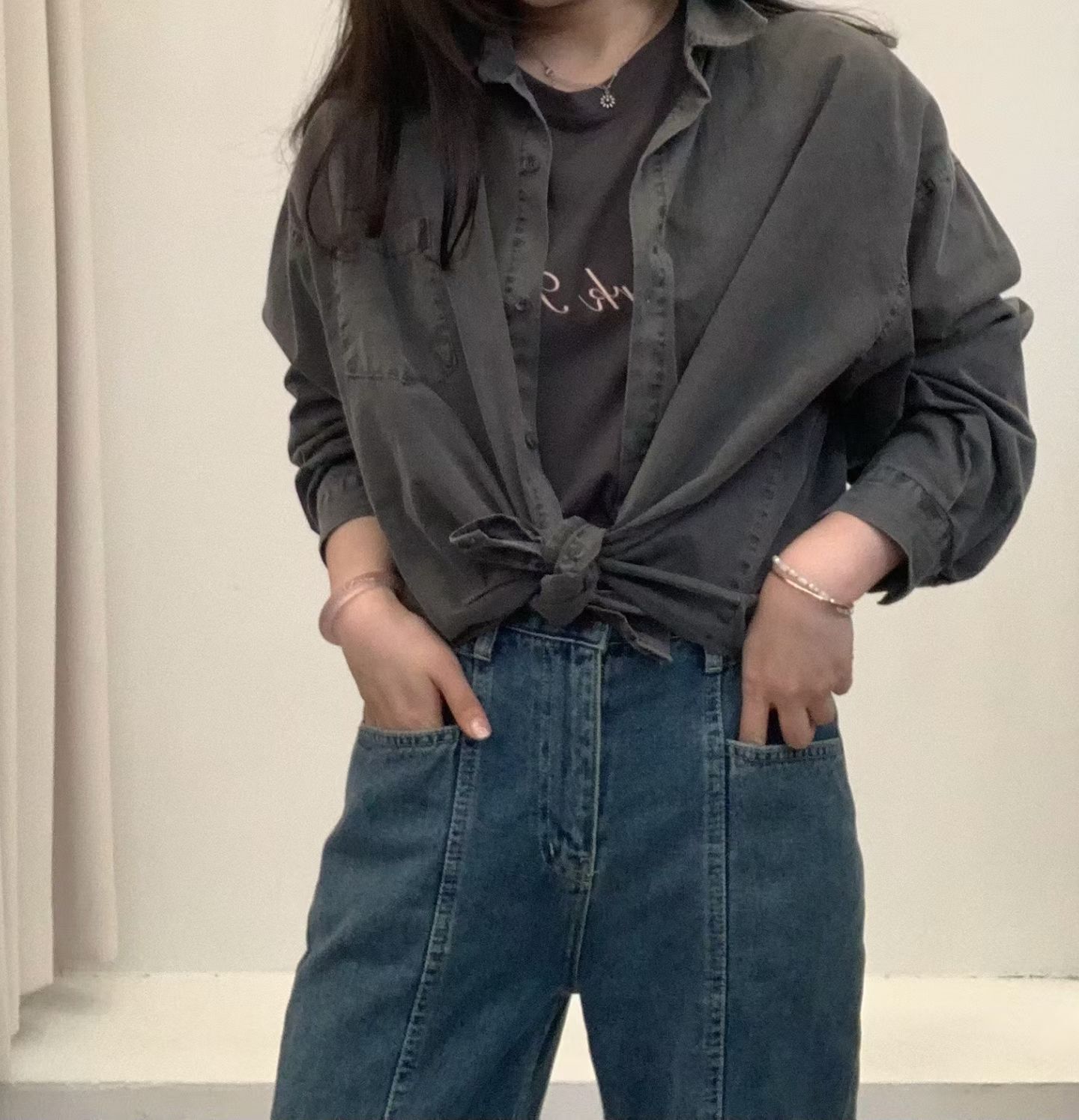 FP5127 水洗棉寬松牛仔襯衫