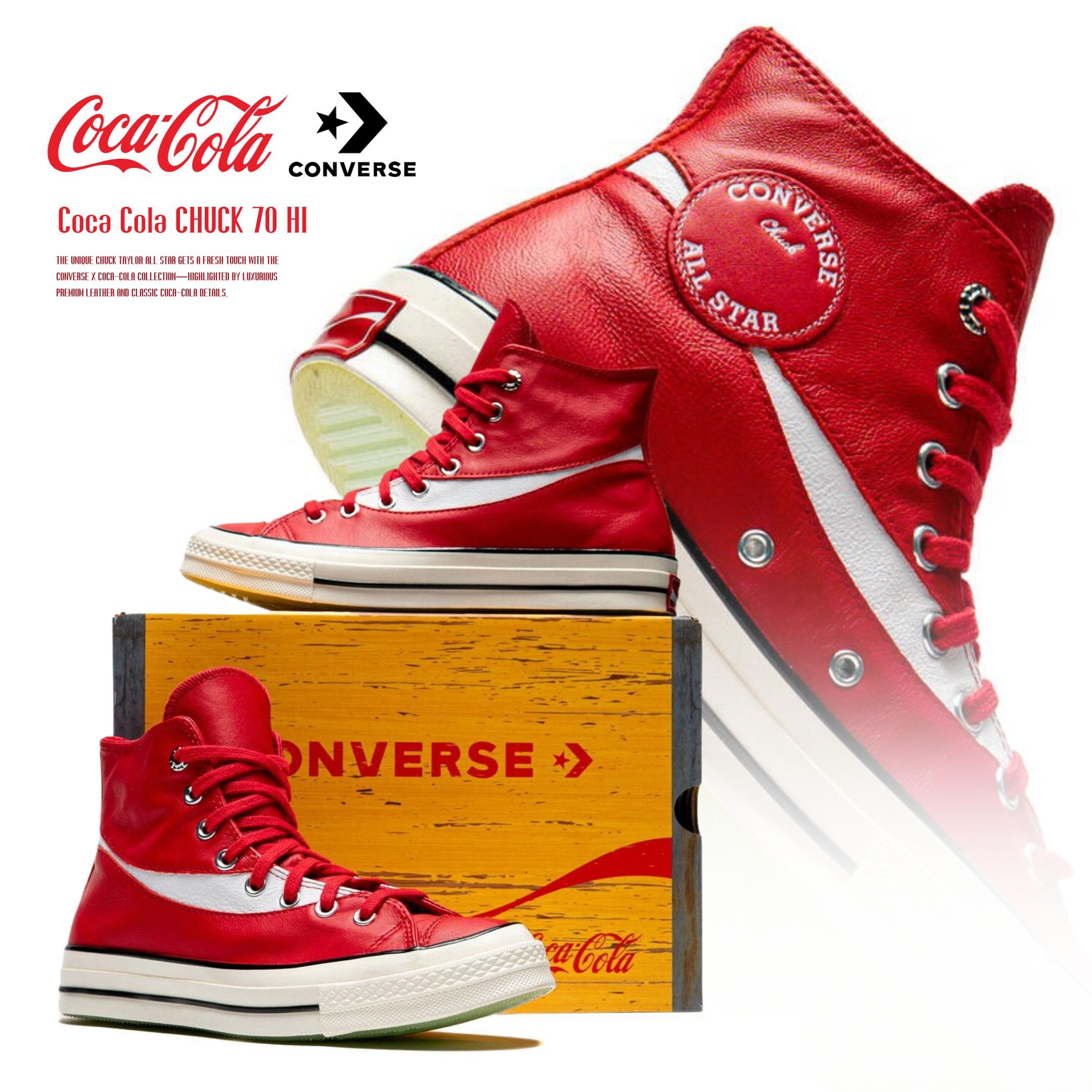 NICEDAY 現貨 Converse x Coke Cola CHUCK 70 HI 可口可樂 可樂 紅色 白 皮革 高筒 A17888C