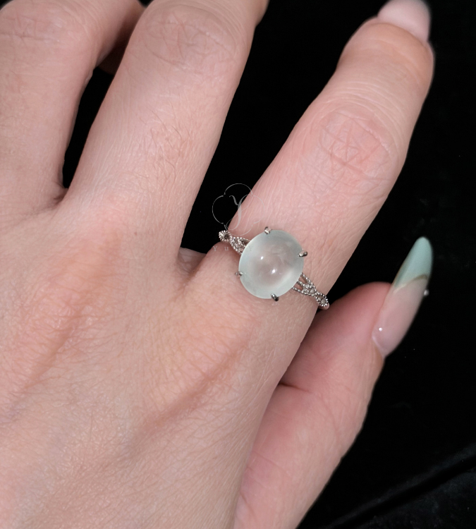 冰晴底翡翠戒指(銀鑲B款)