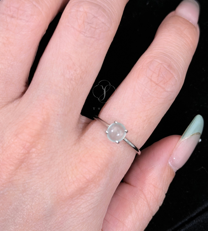 冰晴底翡翠戒指(銀鑲C款)