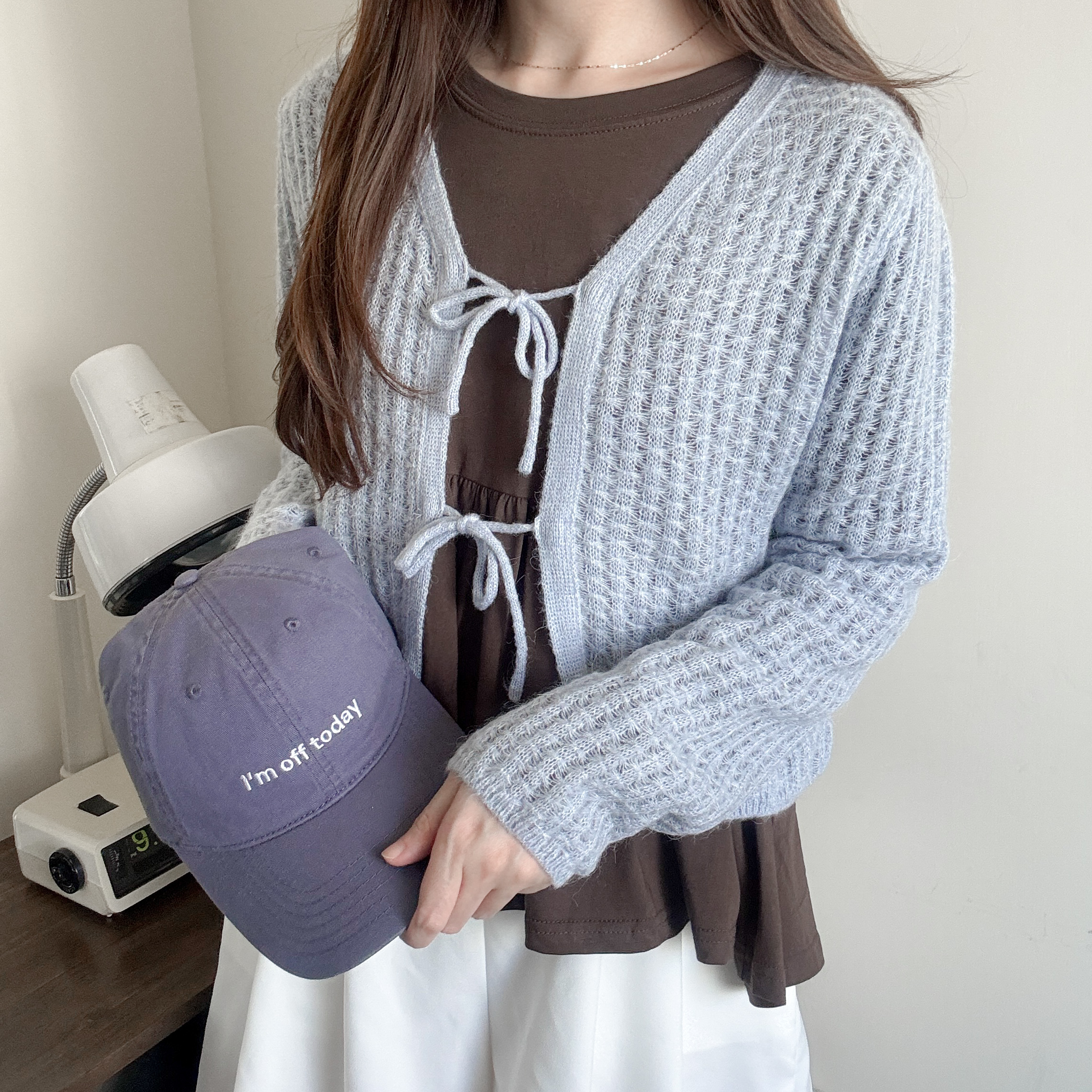 針織蝴蝶結薄冷外套