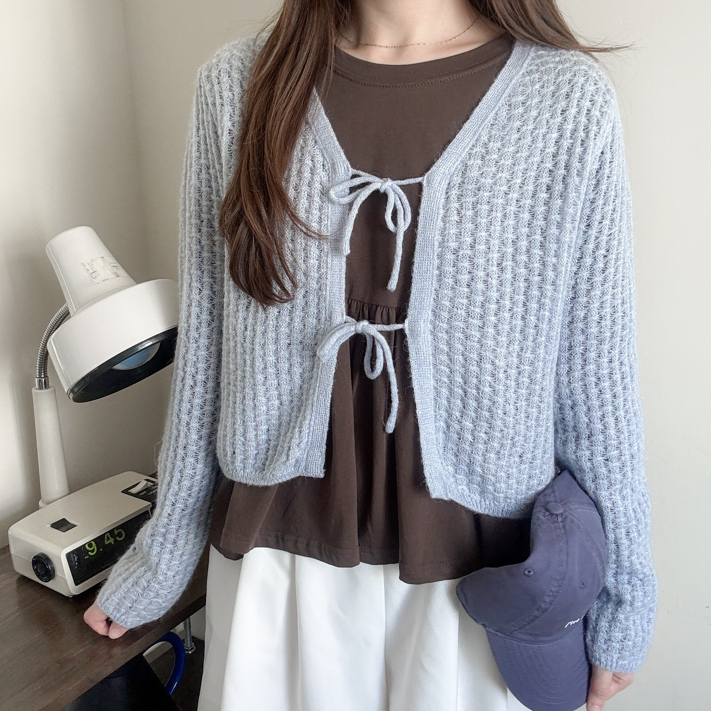 針織蝴蝶結薄冷外套