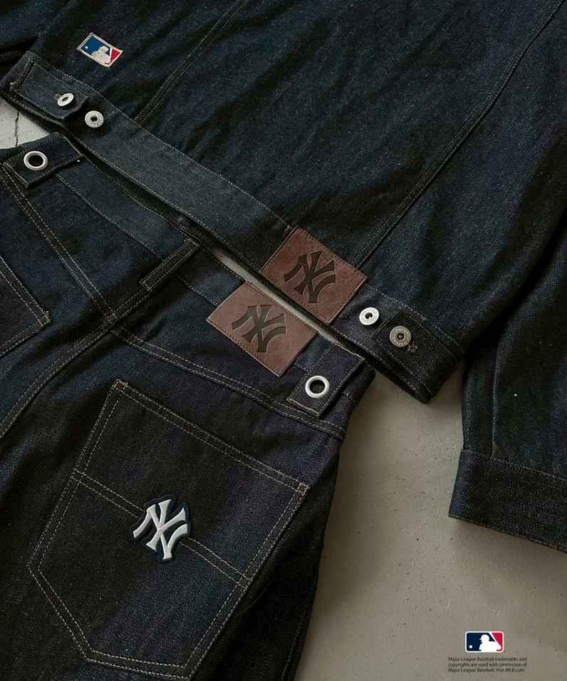 <限量發售> Perushu × MLB 聯名 復古 牛仔外套 牛仔彎刀褲 PE333054BW/PE331081BW