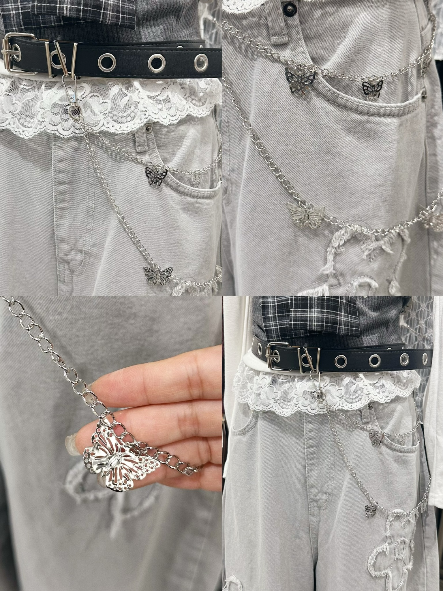 A0063｜Y2K🦋！雙層蝴蝶腰鏈