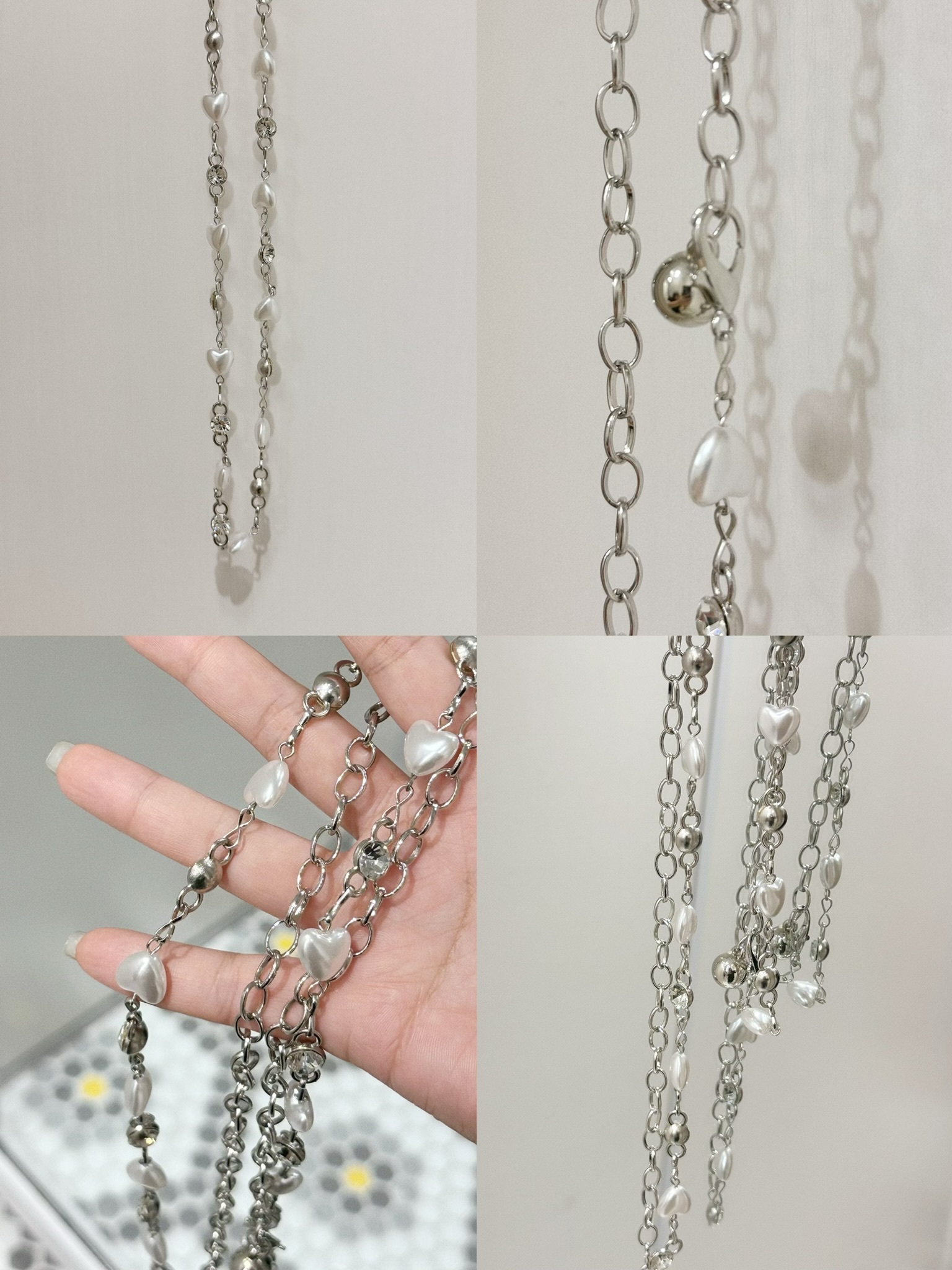 A0172｜超可愛🤍 珍珠波波心形腰鏈