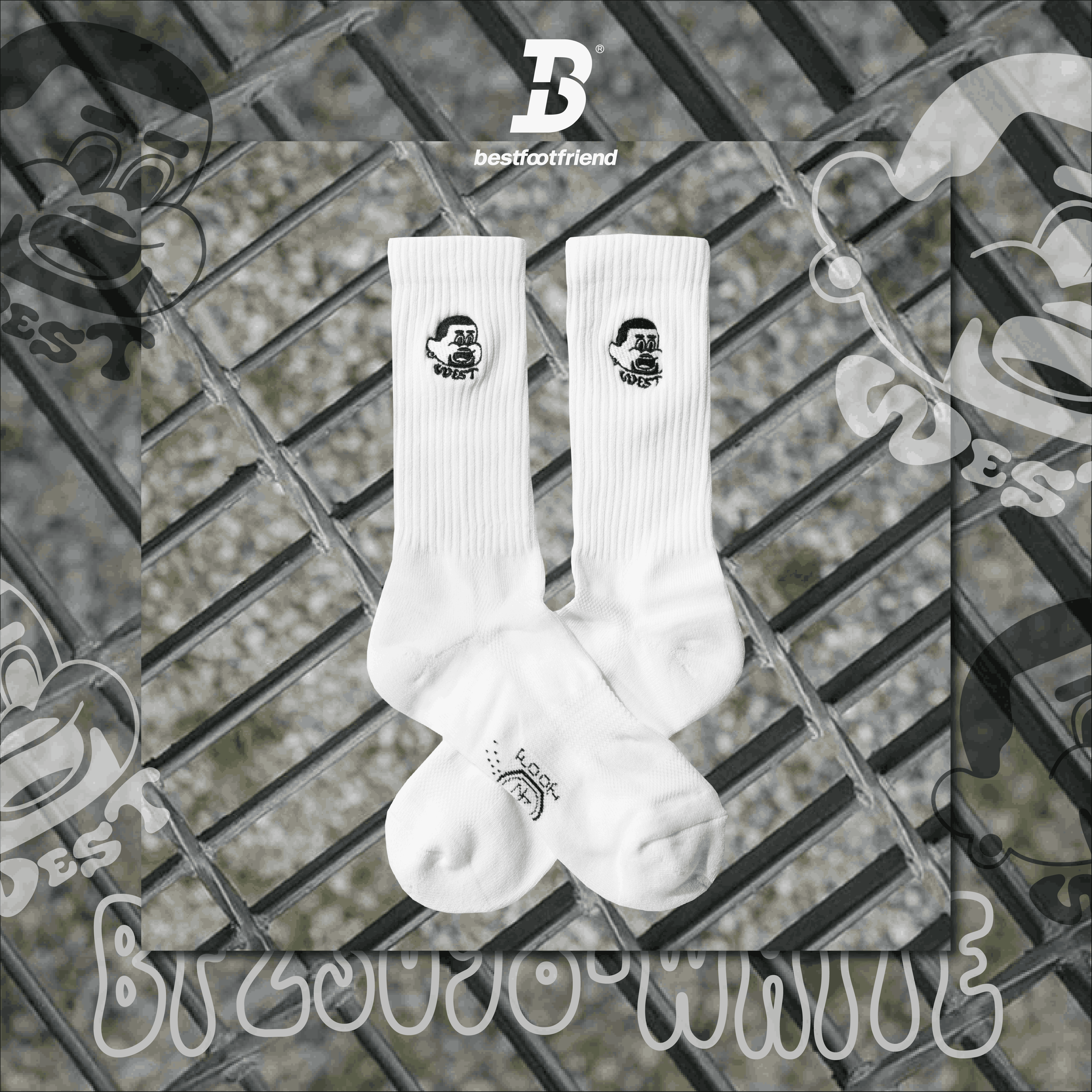 【逢甲 FUZZY】Best Foot Friend Bad Child 壞小孩 BFF 襪子 白色 BF23098