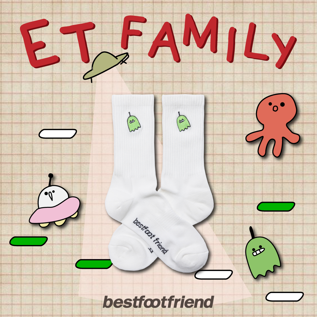 【逢甲 FUZZY】Best Foot Friend ET Family 外星人 BFF 襪子 白色 BF24001