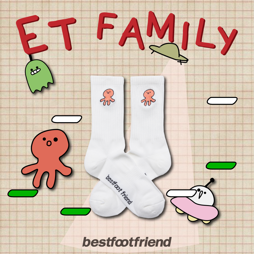 【逢甲 FUZZY】Best Foot Friend ET Family 外星人 BFF 襪子 白色 BF24001