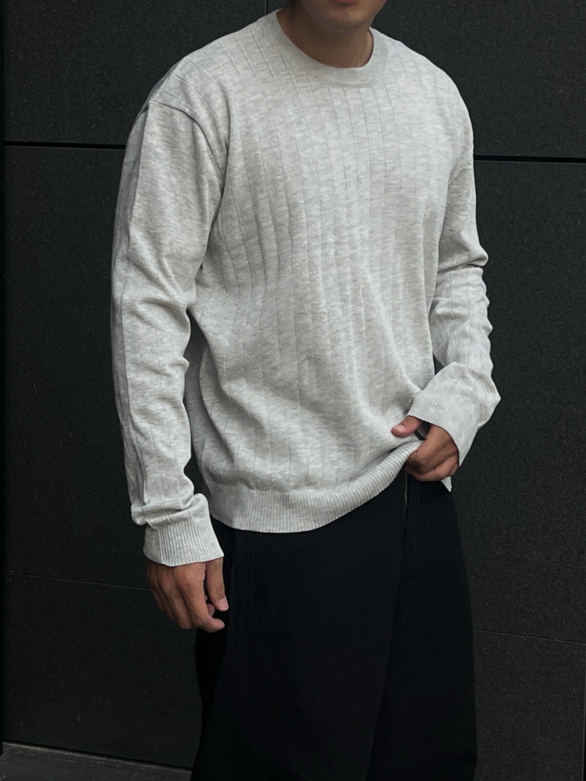 [1atm] 柔紋-圓領修身上衣