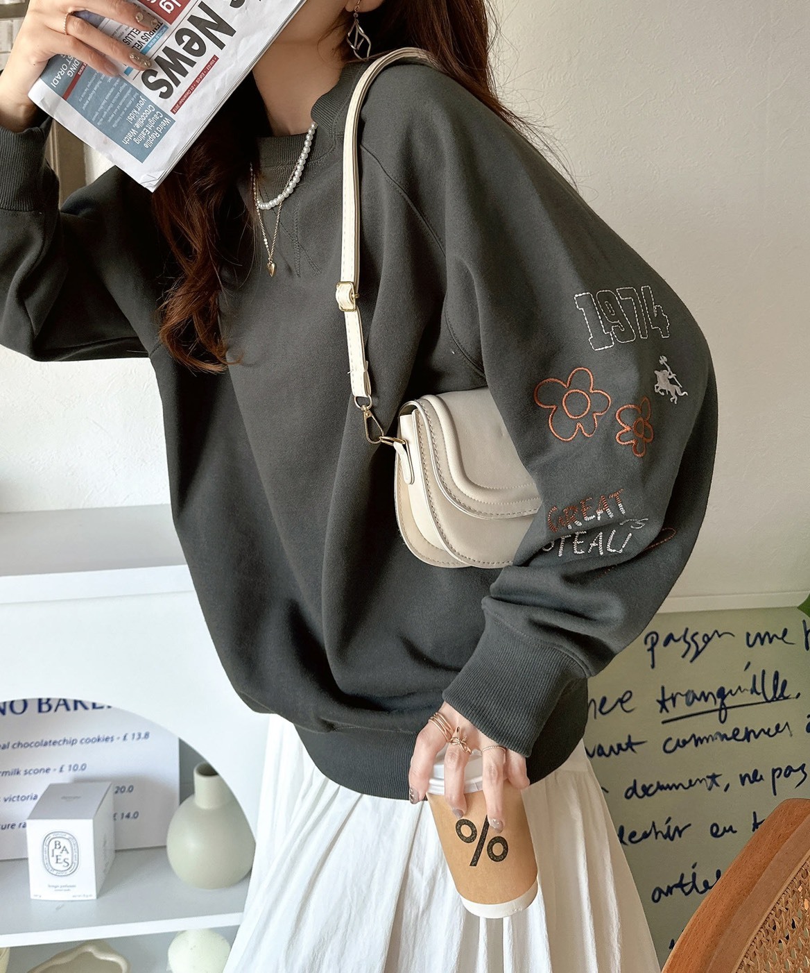 <日本熱銷NO1>日本Classicalelf 手工 刺繡 羊毛 襯裡 寬版 大學T 4色