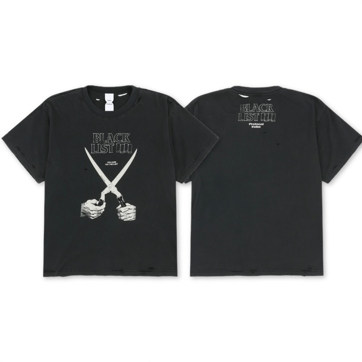 Protocol Index BLACKLIST WASHED T-SHIRT - BLACK 短袖短T P