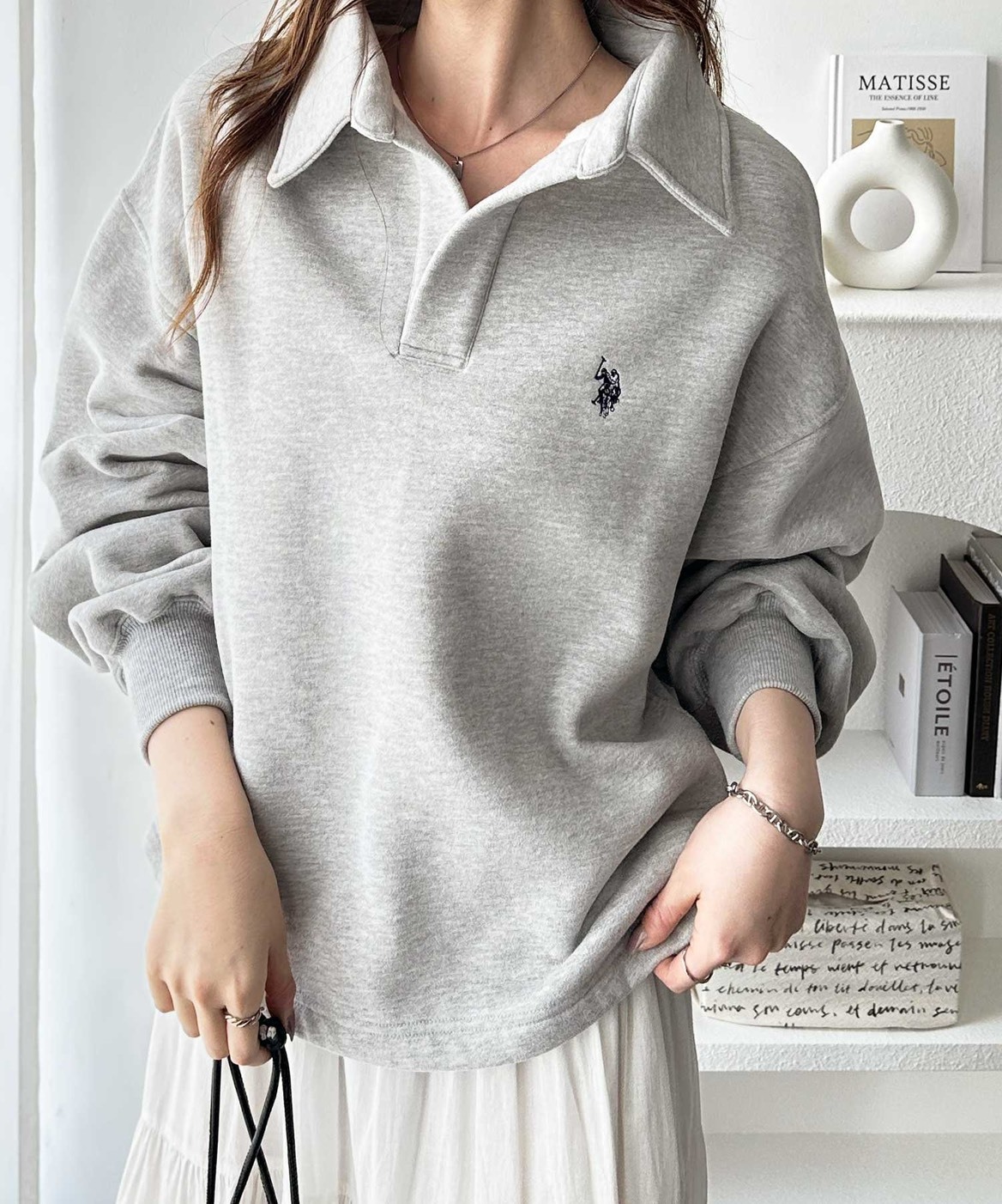 日本 GeeRA x U.S. POLO ASSN. POLO領 羊毛內襯 刺繡 大學T 2色