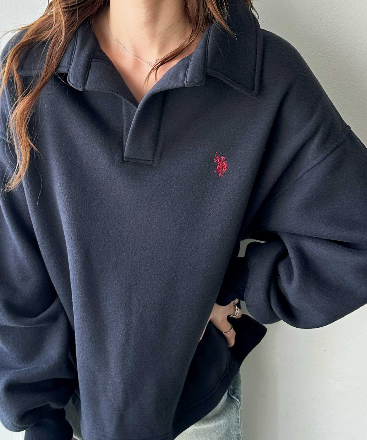 日本 GeeRA x U.S. POLO ASSN. POLO領 羊毛內襯 刺繡 大學T 2色