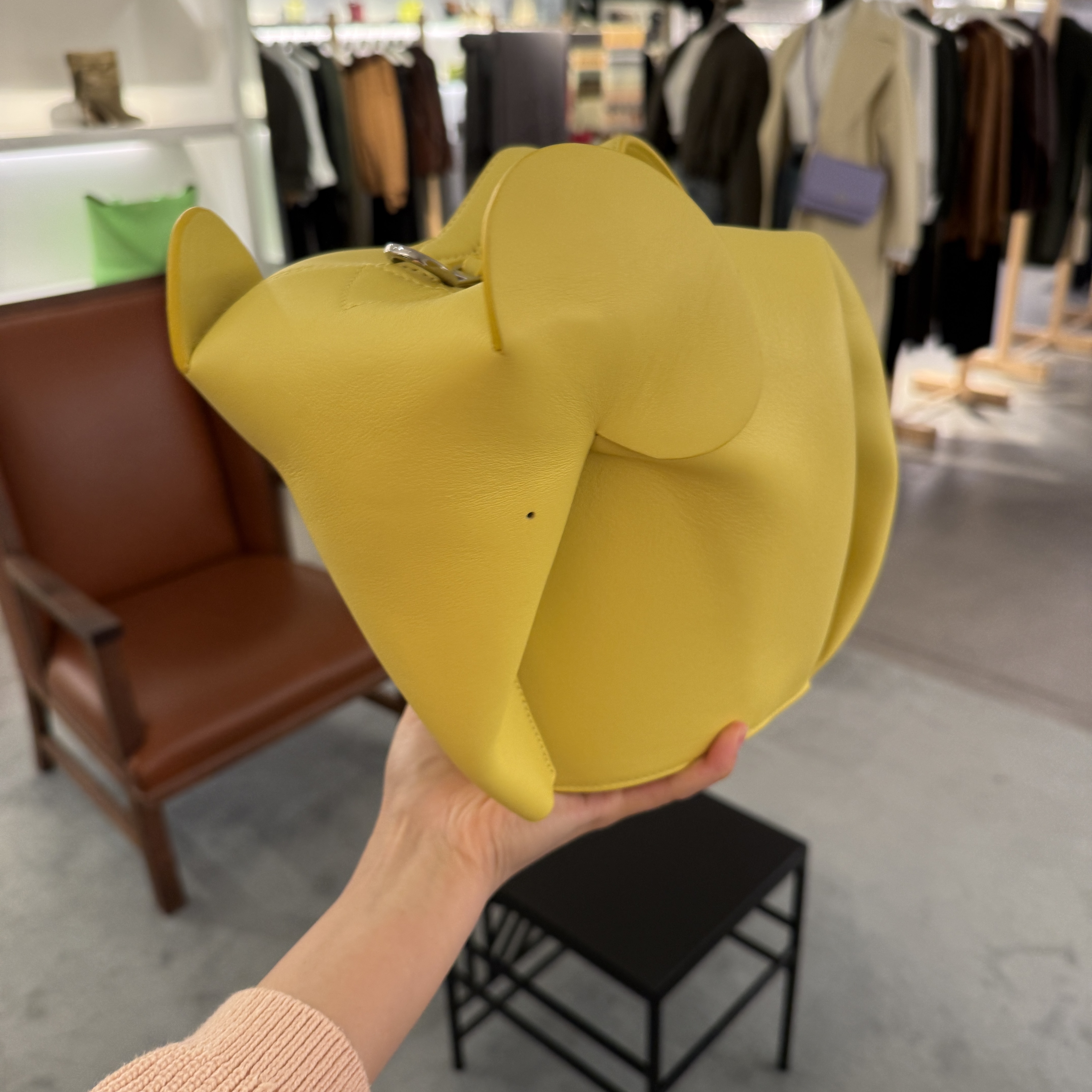 Loewe elephant top handle large bag yellow